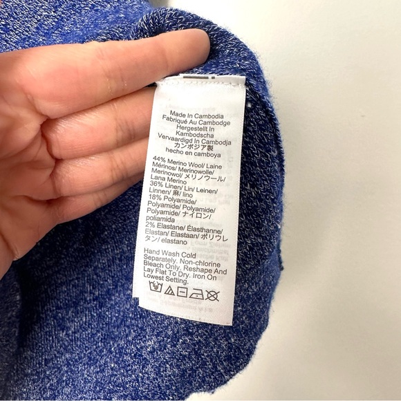 J. Crew Nautical Preppy Cobalt Blue Marled Merino Wool Blend Sleeveless Top - Picture 6 of 9